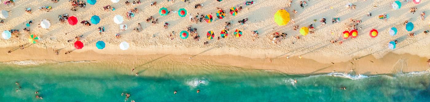 Aerial View of Beach with Beachgoers on Florida Forgotten Coast