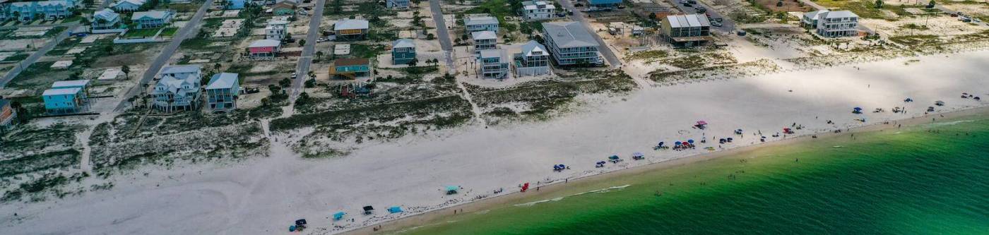 Mexico beach and rentals drone shot